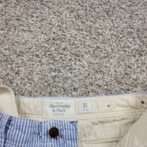 Abercrombie & Fitch Shorts Mens 31 Blue Stripe Sail Boat Chino Preppy Button Fly - Picture 2 of 7